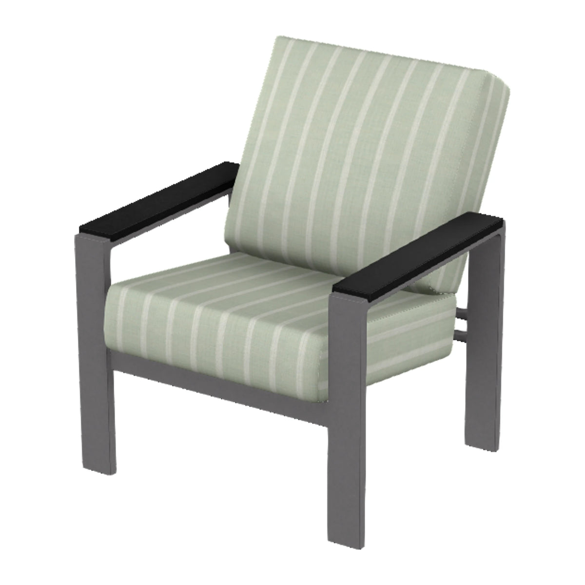 Larssen Cushion Armchair w/ Arm Accents — Graphite Txt PC / Black Accents