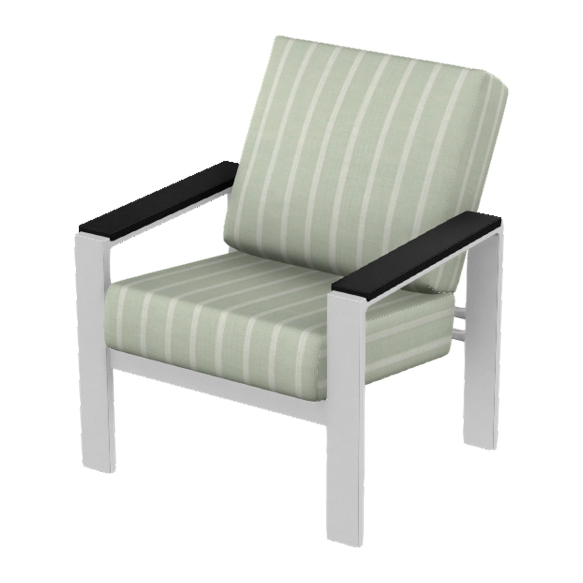 Larssen Cushion Armchair w/ Arm Accents — White Txt PC / Black Accents