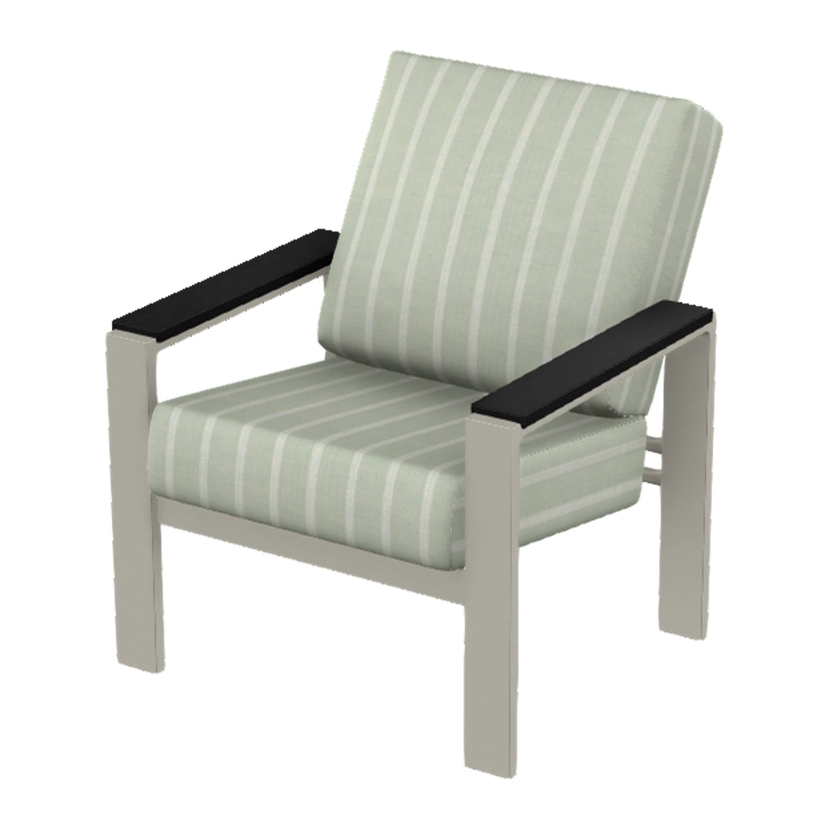 Larssen Cushion Armchair w/ Arm Accents — Warm Grey PC / Black Accents