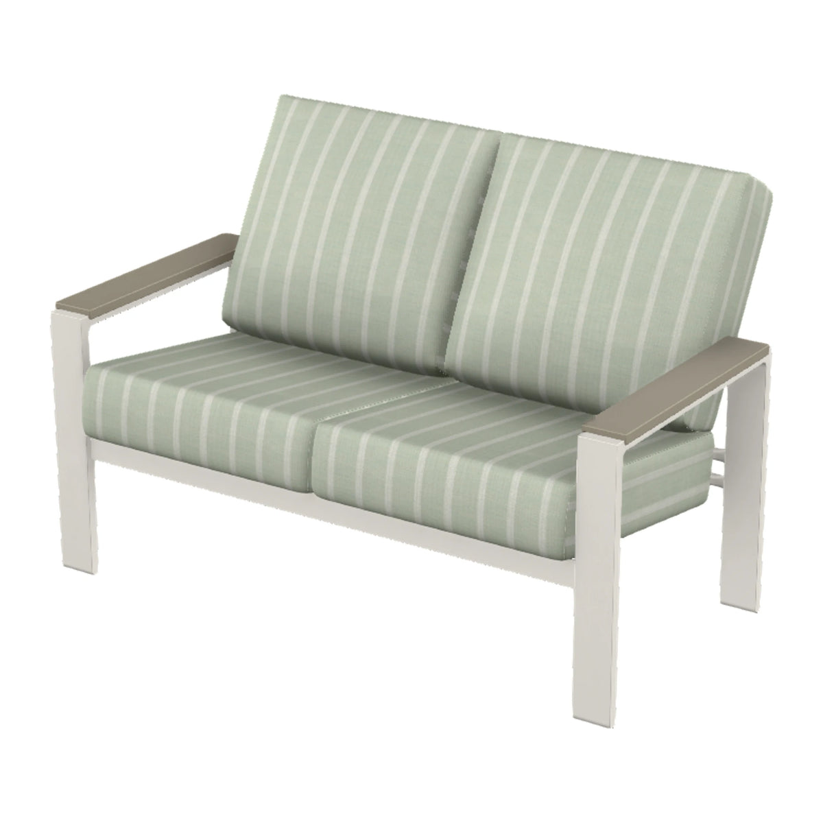 Larssen Cushion Loveseat w/ Arm Accents — Snow PC / Storm Accents