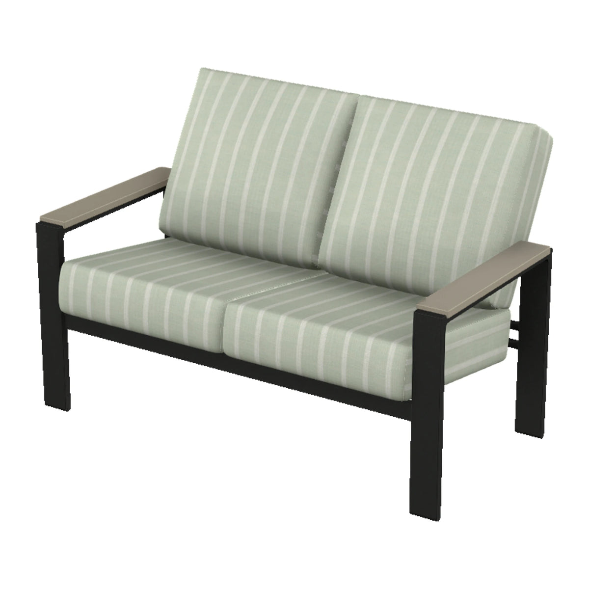 Larssen Cushion Loveseat w/ Arm Accents — Black PC / Storm Accents