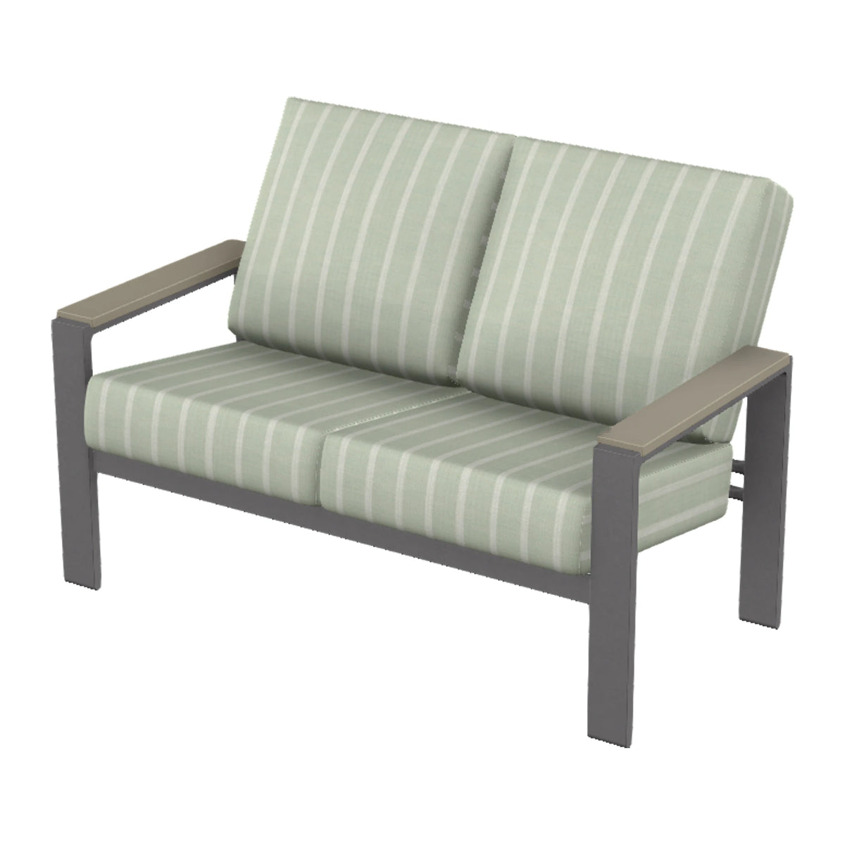 Larssen Cushion Loveseat w/ Arm Accents — Graphite Txt PC / Storm Accents