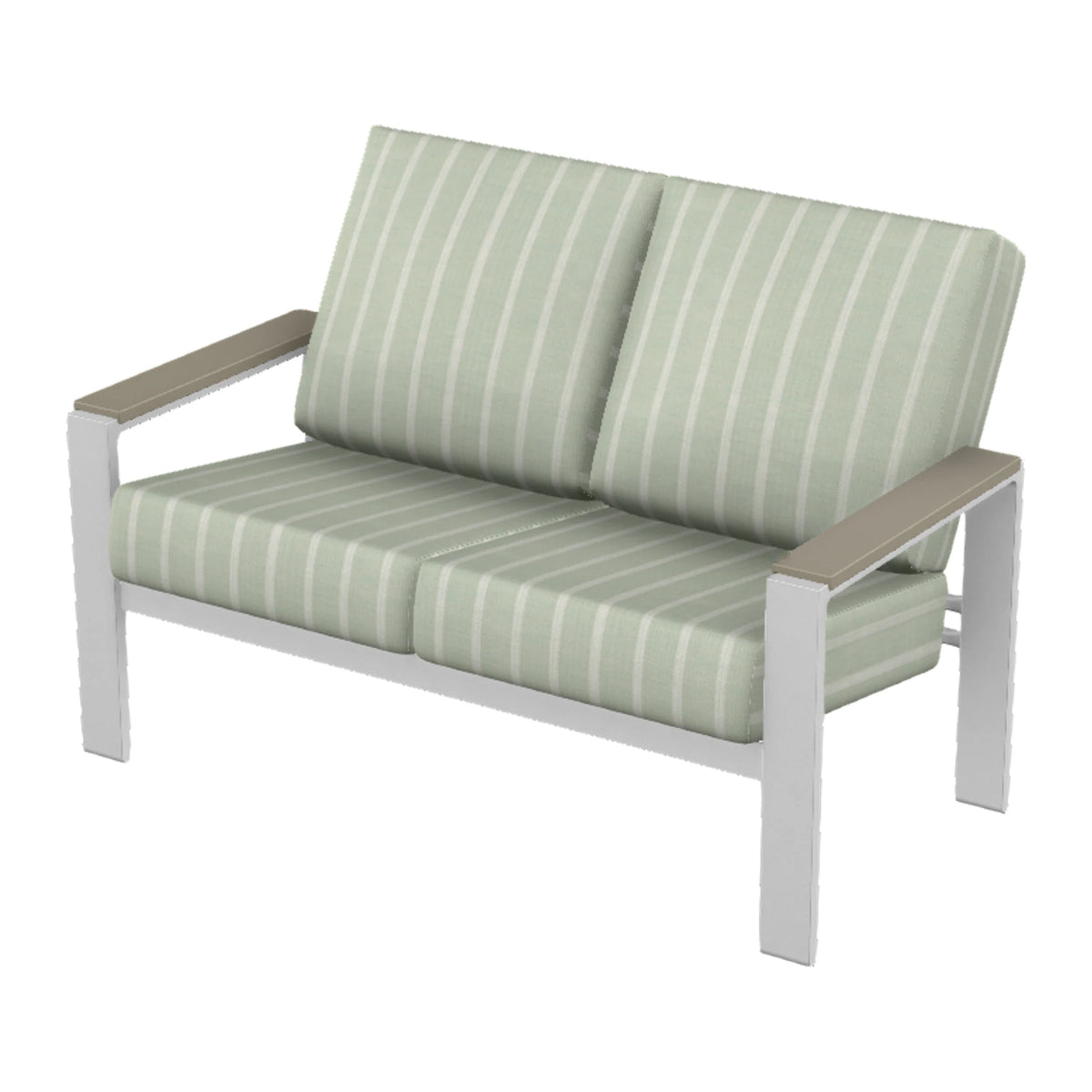 Larssen Cushion Loveseat w/ Arm Accents — White Txt PC / Storm Accents