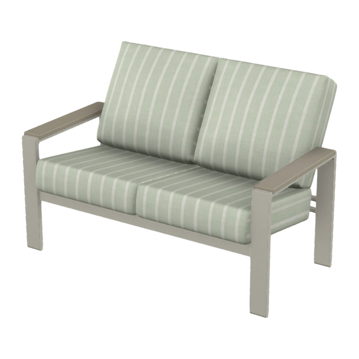 Larssen Cushion Loveseat w/ Arm Accents — Warm Grey PC / Storm Accents