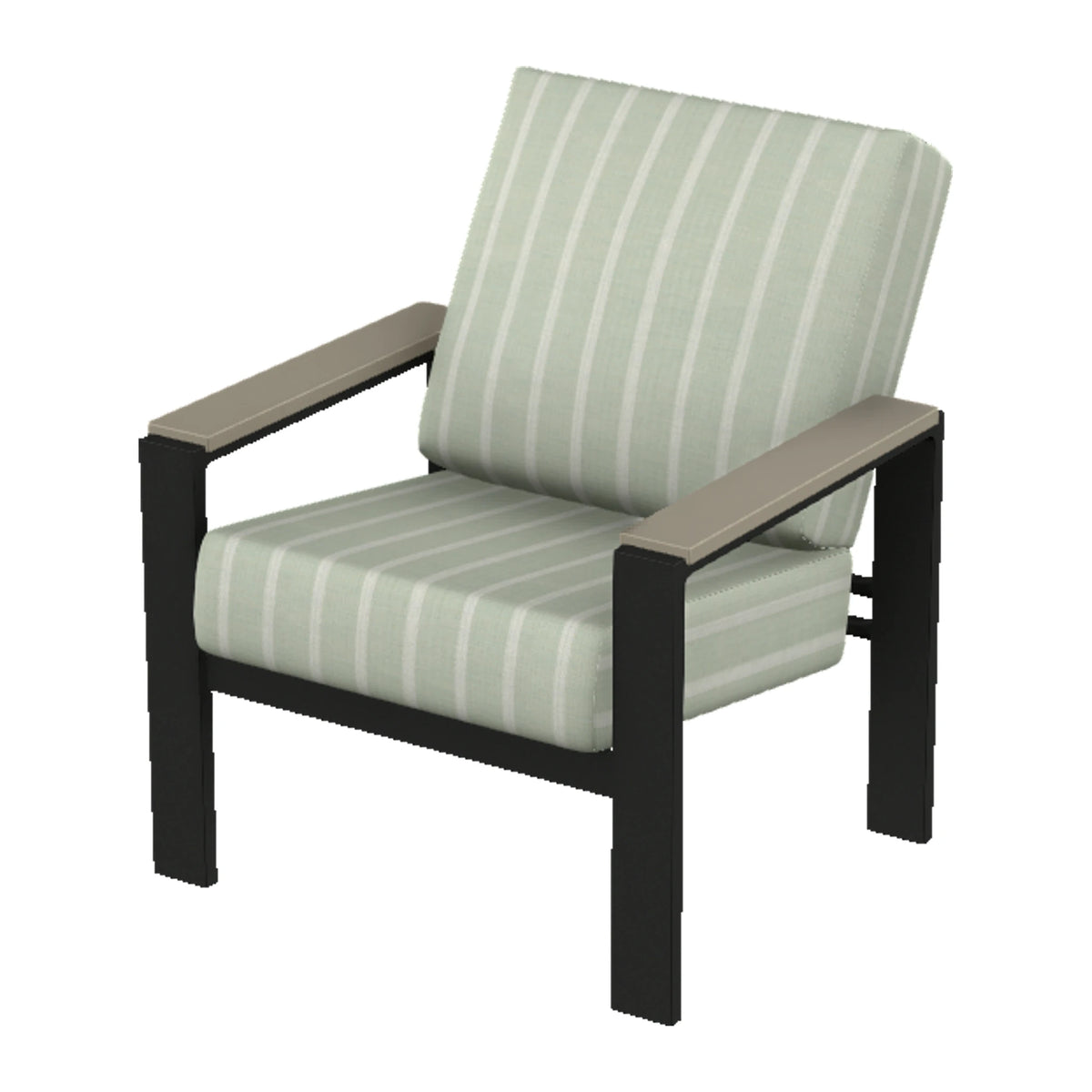 Larssen Cushion Armchair w/ Arm Accents — Black PC / Storm Accents