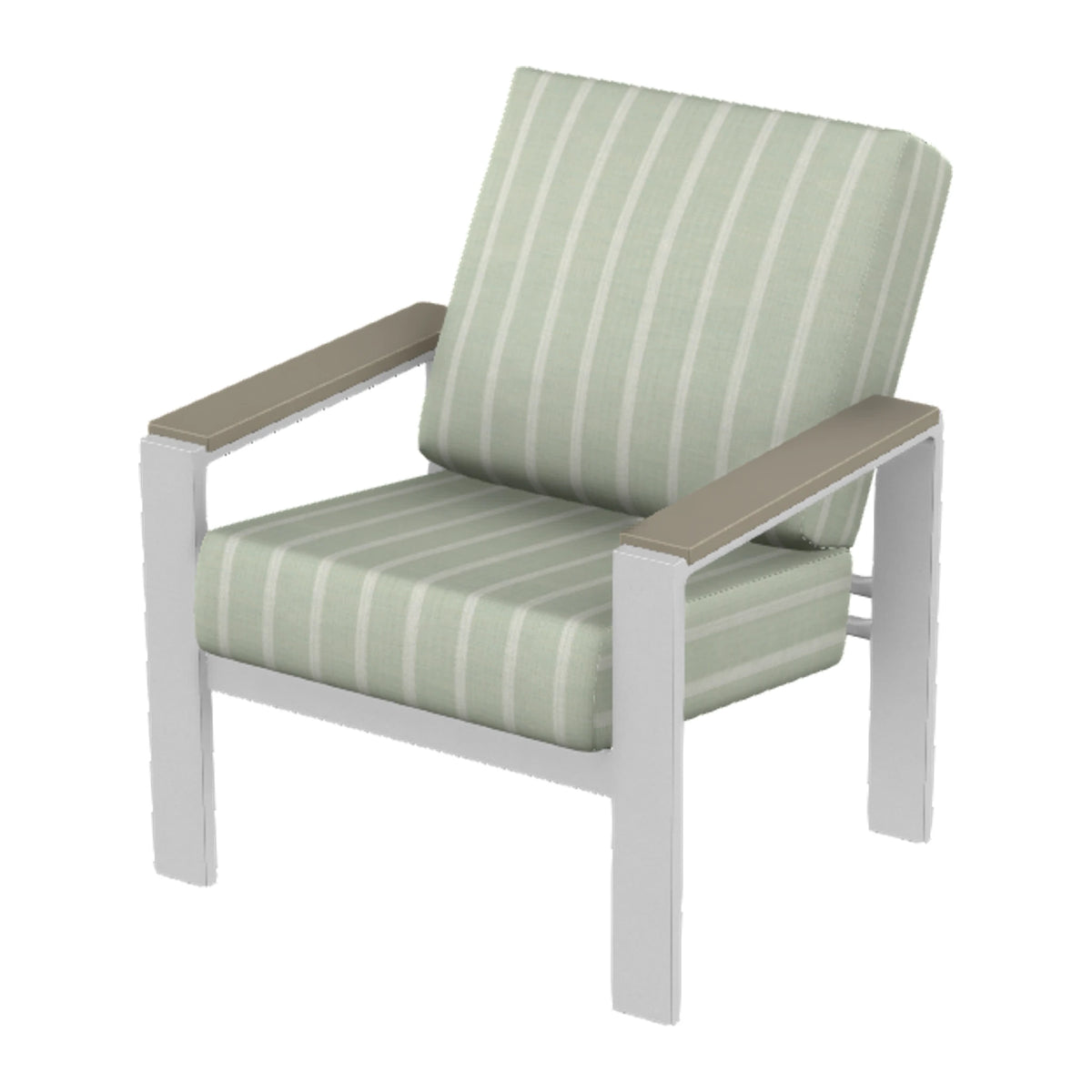 Larssen Cushion Armchair w/ Arm Accents — White Txt PC / Storm Accents