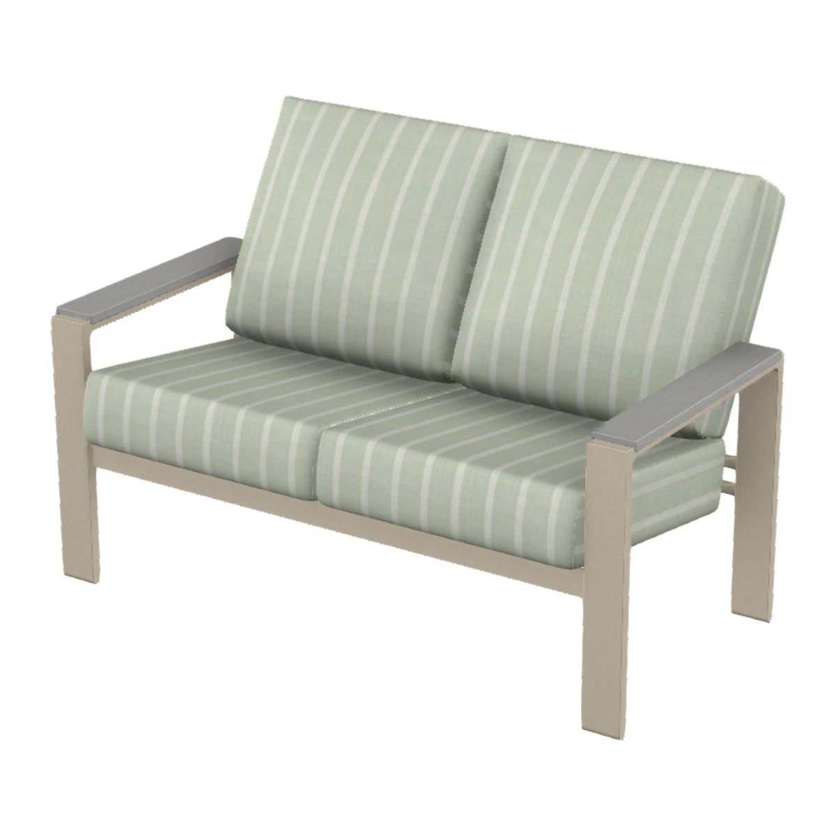 Larssen Cushion Loveseat w/ Arm Accents — Desert Sand PC / Cape Grey Accents