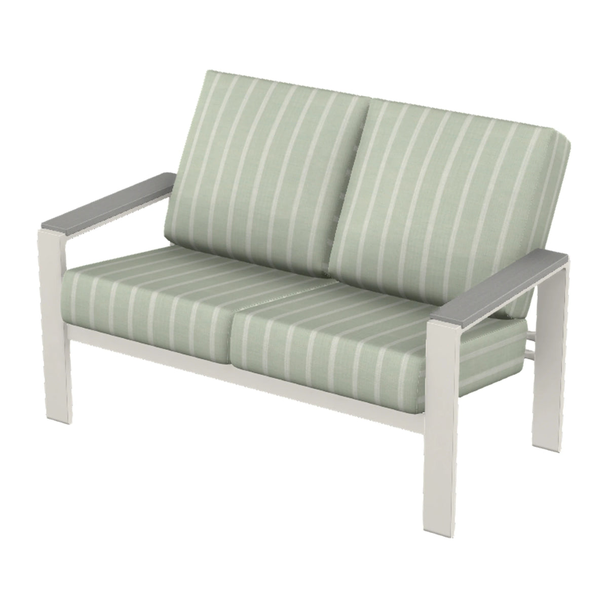 Larssen Cushion Loveseat w/ Arm Accents — Snow PC / Cape Grey Accents