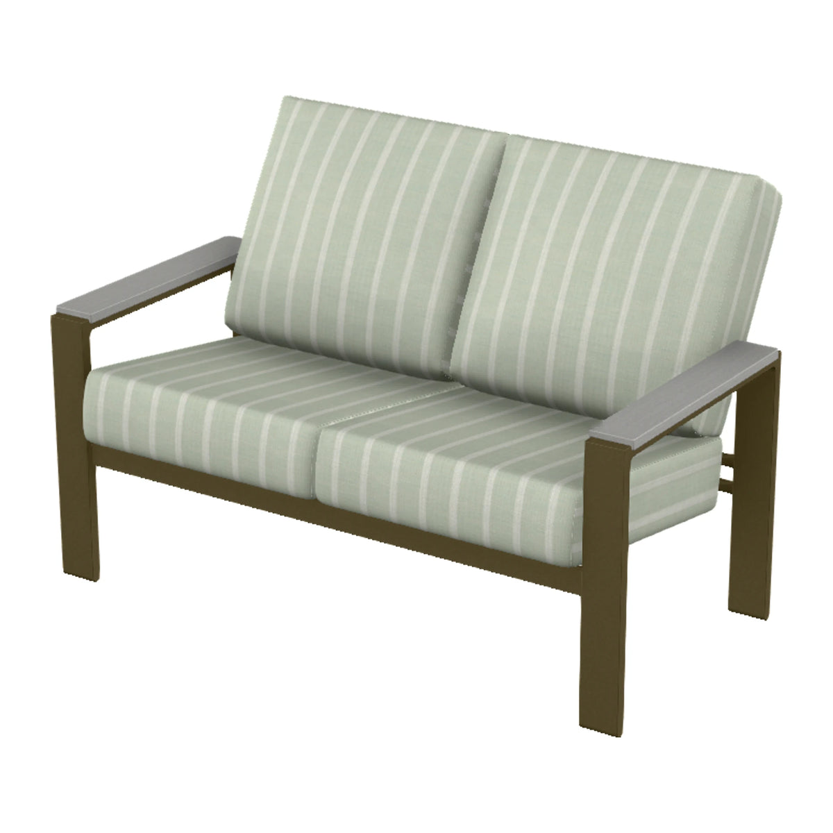 Larssen Cushion Loveseat w/ Arm Accents — Beachwood PC / Cape Grey Accents