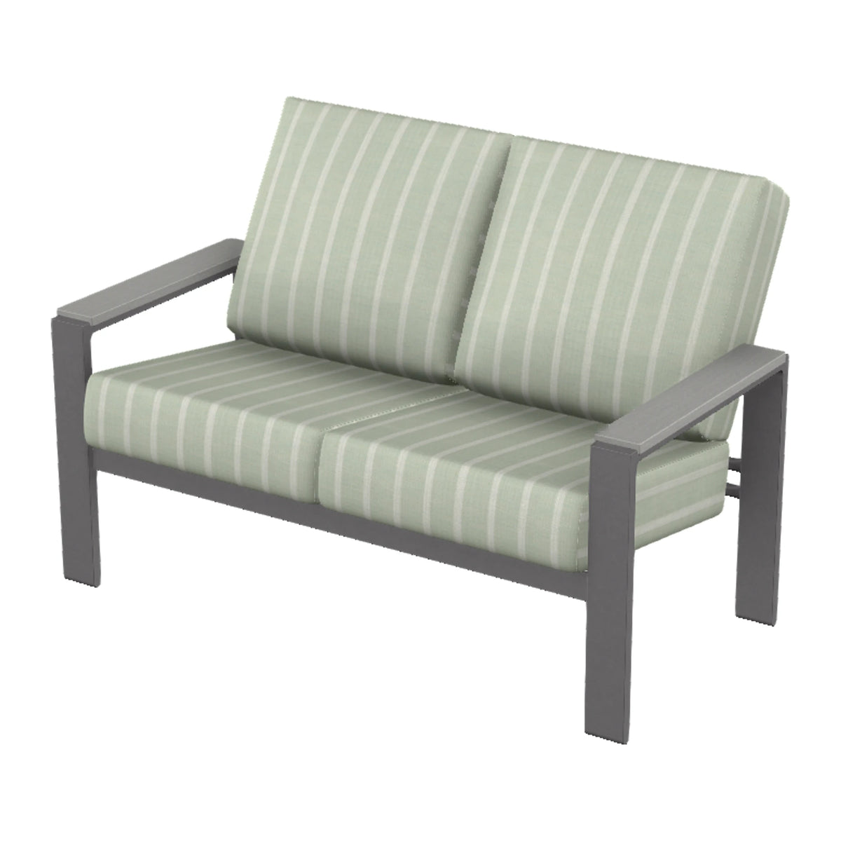 Larssen Cushion Loveseat w/ Arm Accents — Graphite Txt PC / Cape Grey Accents