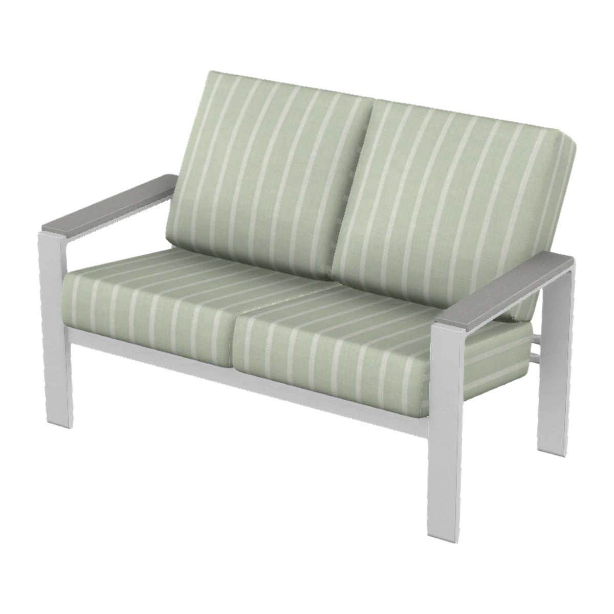 Larssen Cushion Loveseat w/ Arm Accents — White Txt PC / Cape Grey Accents