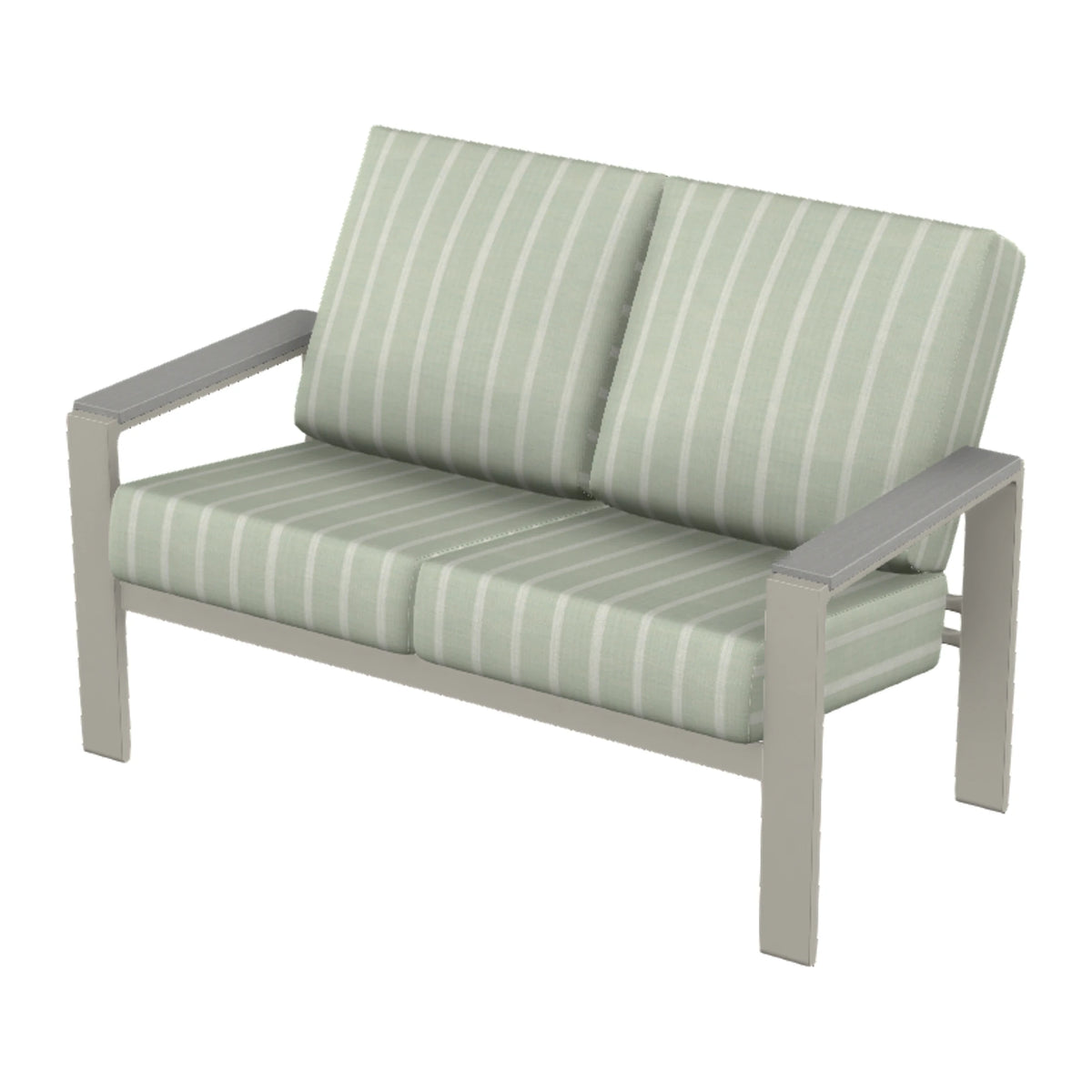 Larssen Cushion Loveseat w/ Arm Accents — Warm Grey PC / Cape Grey Accents