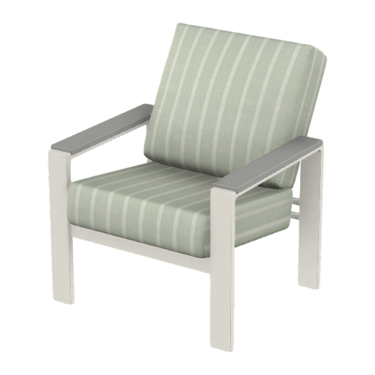 Larssen Cushion Armchair w/ Arm Accents — Snow PC / Cape Grey Accents