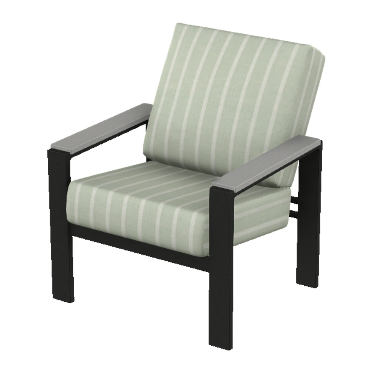 Larssen Cushion Armchair w/ Arm Accents — Black PC / Cape Grey Accents