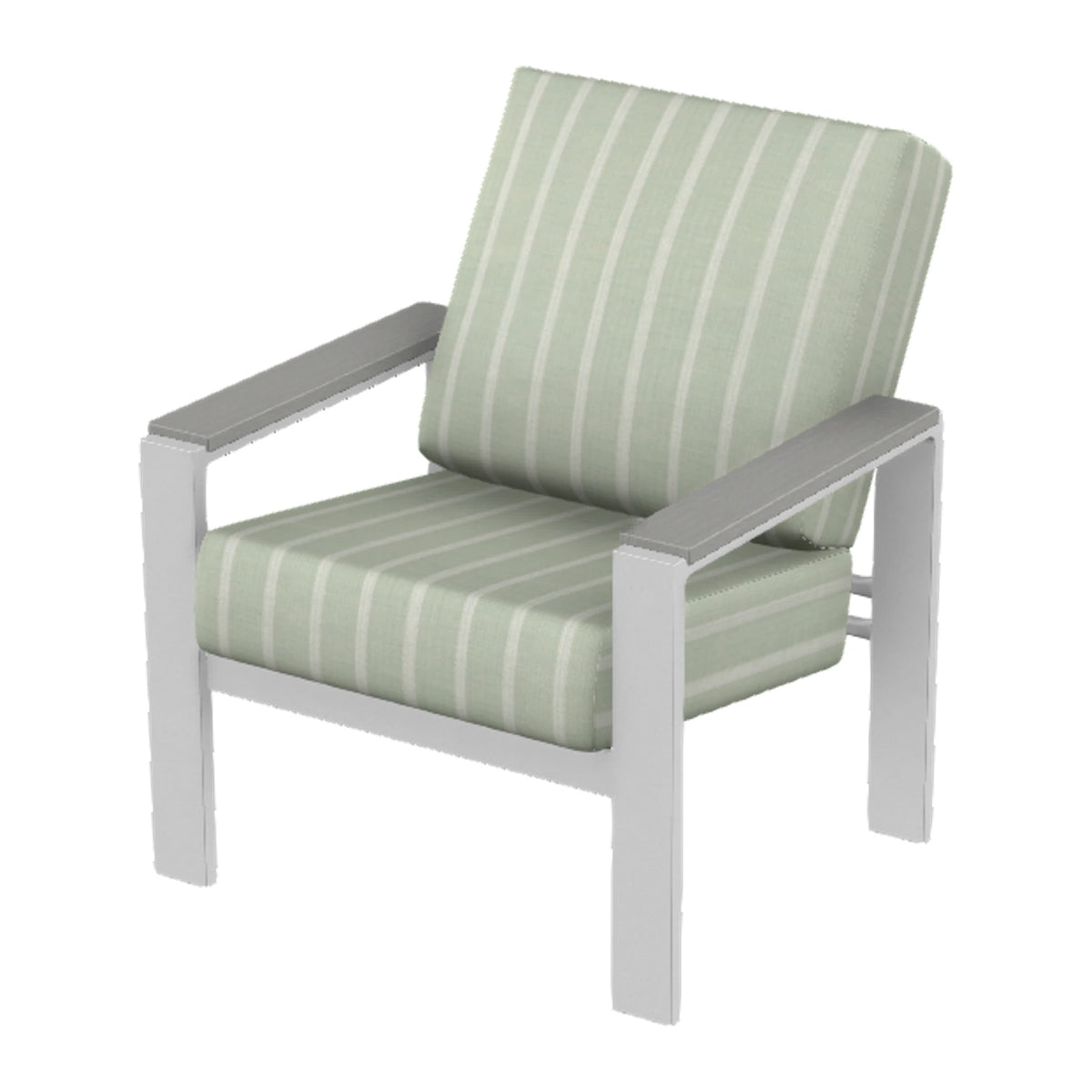 Larssen Cushion Armchair w/ Arm Accents — White Txt PC / Cape Grey Accents