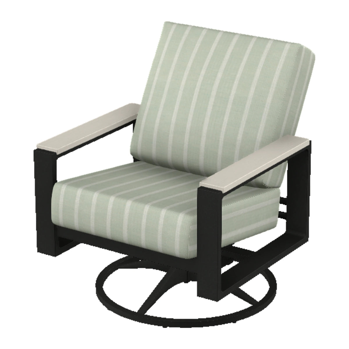 Telescope Larssen Cushion Swivel Rocker w/ Arm Accents — Black PC / Laguna Accents