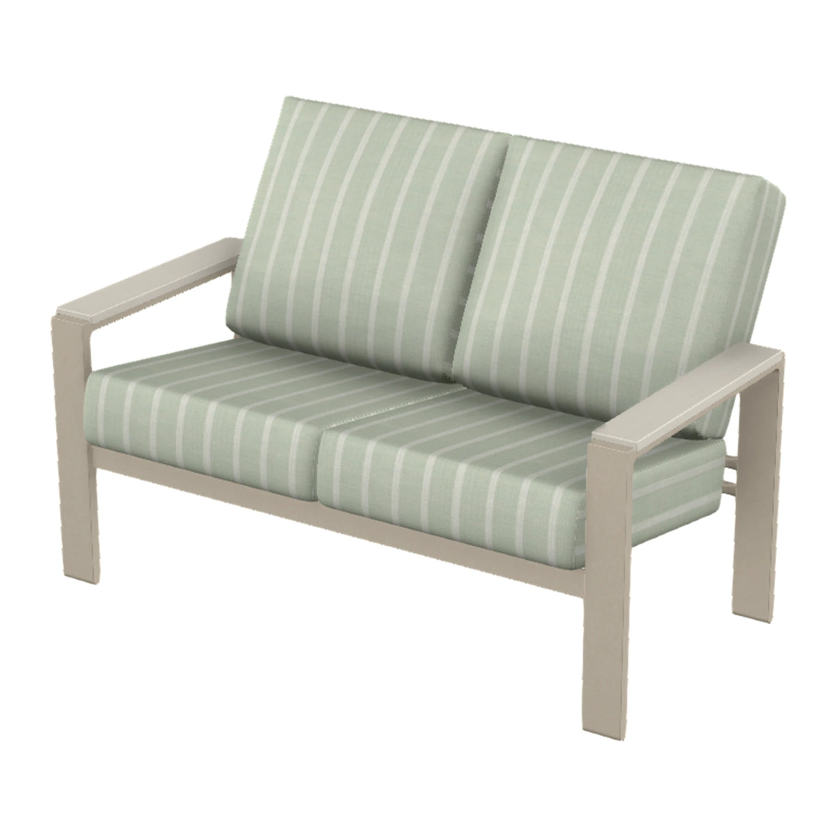Larssen Cushion Loveseat w/ Arm Accents — Desert Sand PC / Laguna Accents