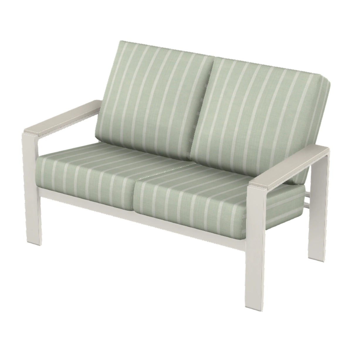 Larssen Cushion Loveseat w/ Arm Accents — Snow PC / Laguna Accents