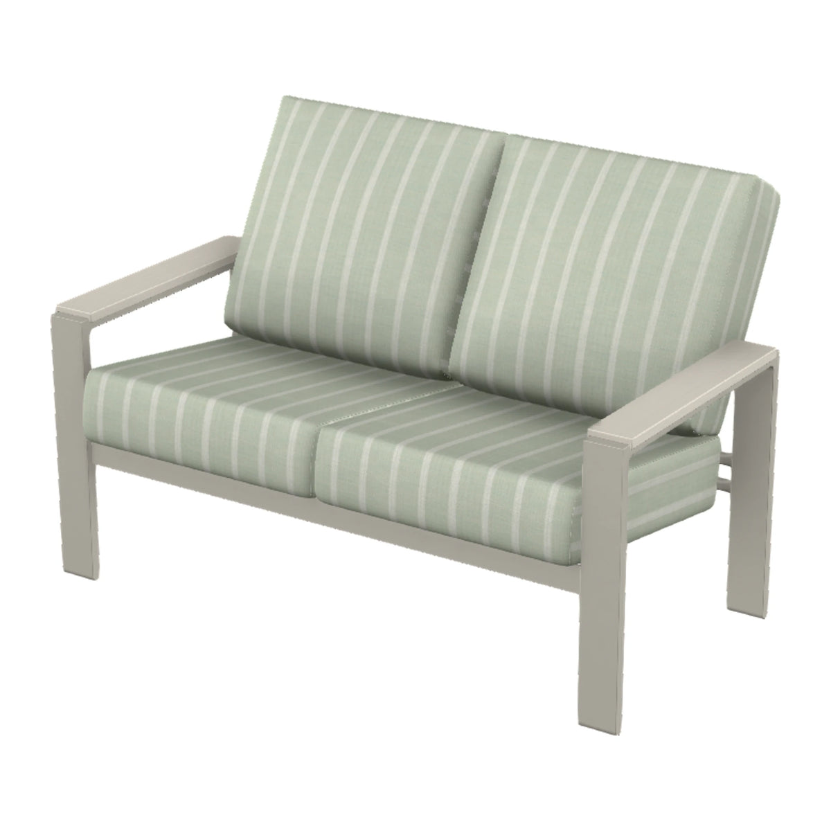 Larssen Cushion Loveseat w/ Arm Accents — Warm Grey PC / Laguna Accents