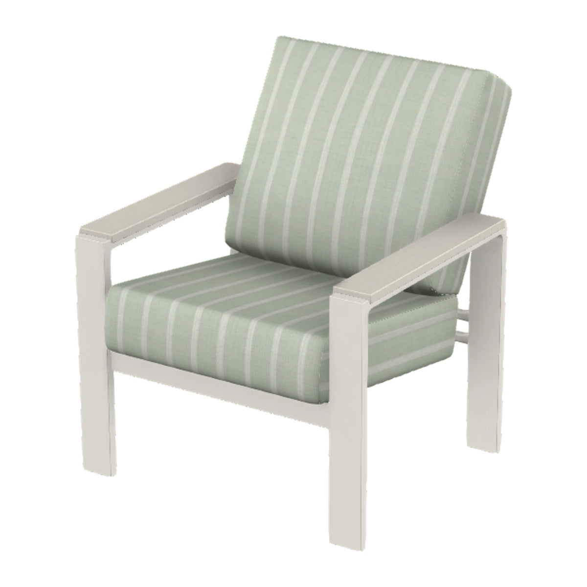Larssen Cushion Armchair w/ Arm Accents — Snow PC / Laguna Accents