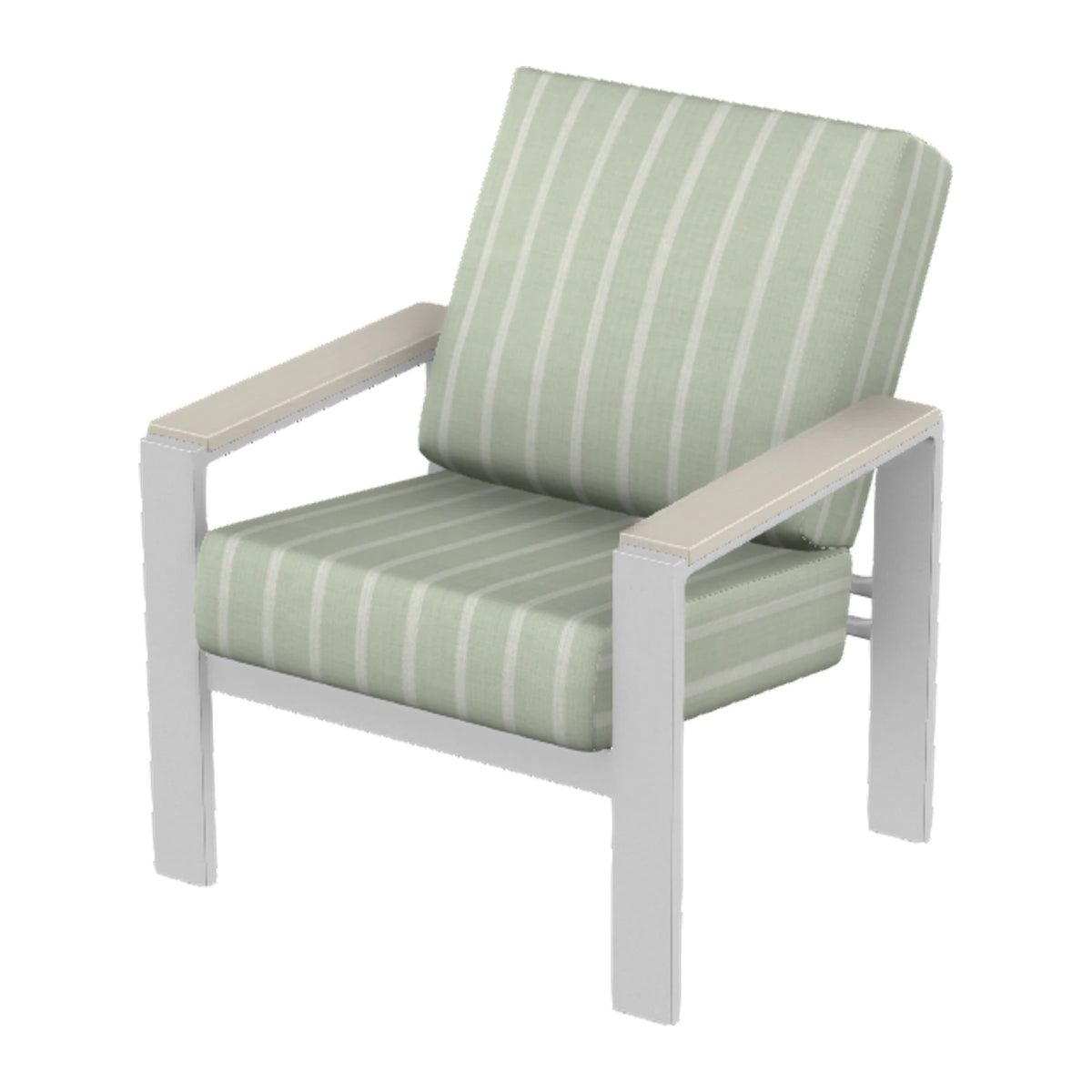 Larssen Cushion Armchair w/ Arm Accents — White Txt PC / Laguna Accents