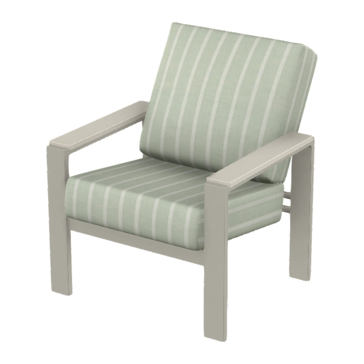 Larssen Cushion Armchair w/ Arm Accents — Warm Grey PC / Laguna Accents