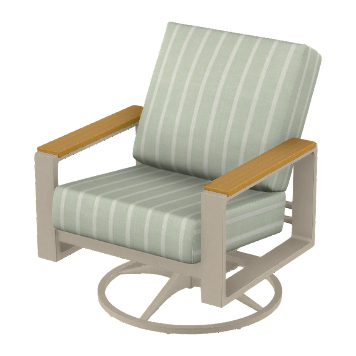 Telescope Larssen Cushion Swivel Rocker w/ Arm Accents — Desert Sand PC / Teak Accents