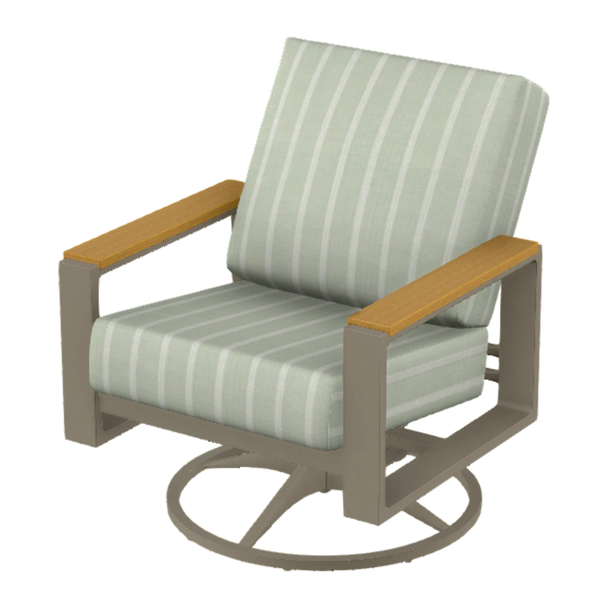 Telescope Larssen Cushion Swivel Rocker w/ Arm Accents — Storm PC / Teak Accents