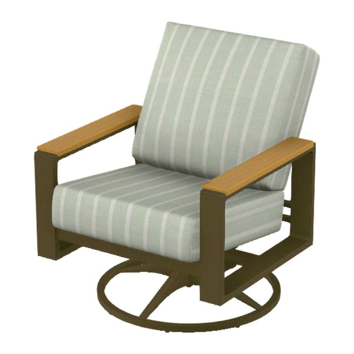 Telescope Larssen Cushion Swivel Rocker w/ Arm Accents — Beachwood PC / Teak Accents