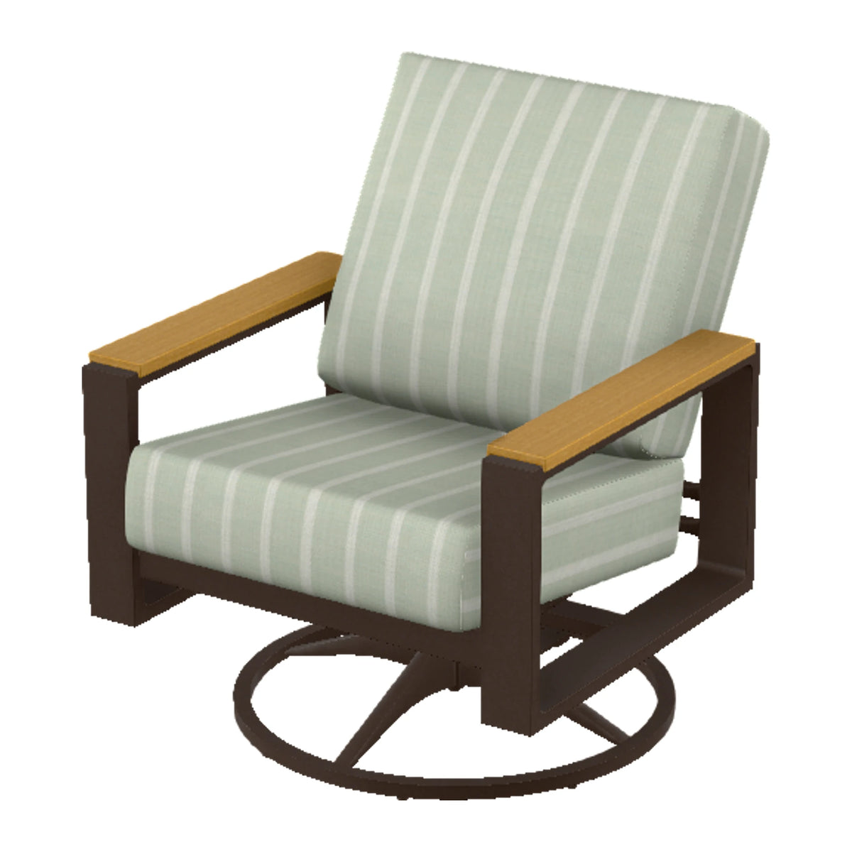 Telescope Larssen Cushion Swivel Rocker w/ Arm Accents — Kona PC / Teak Accents