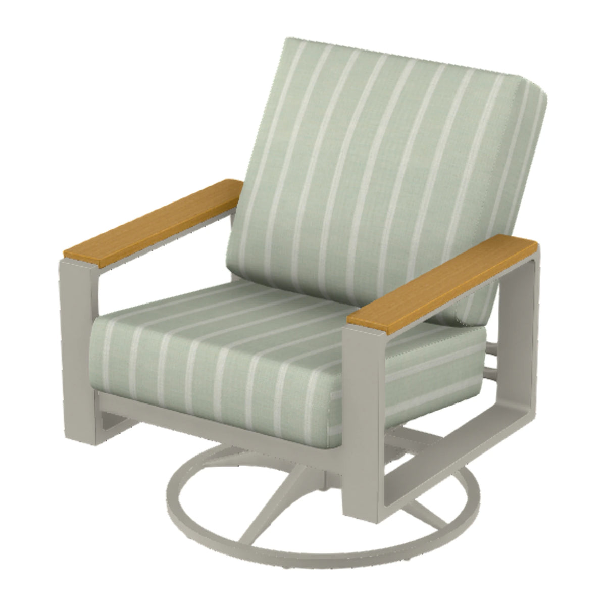 Telescope Larssen Cushion Swivel Rocker w/ Arm Accents — Warm Grey PC / Teak Accents