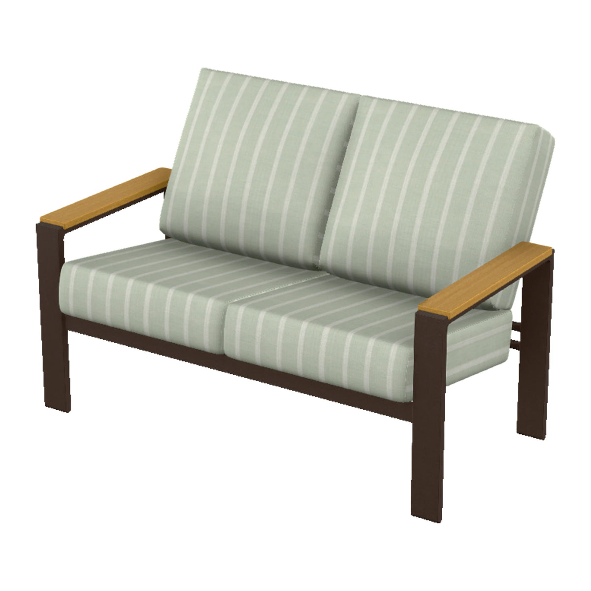 Larssen Cushion Loveseat w/ Arm Accents — Kona PC / Teak Accents