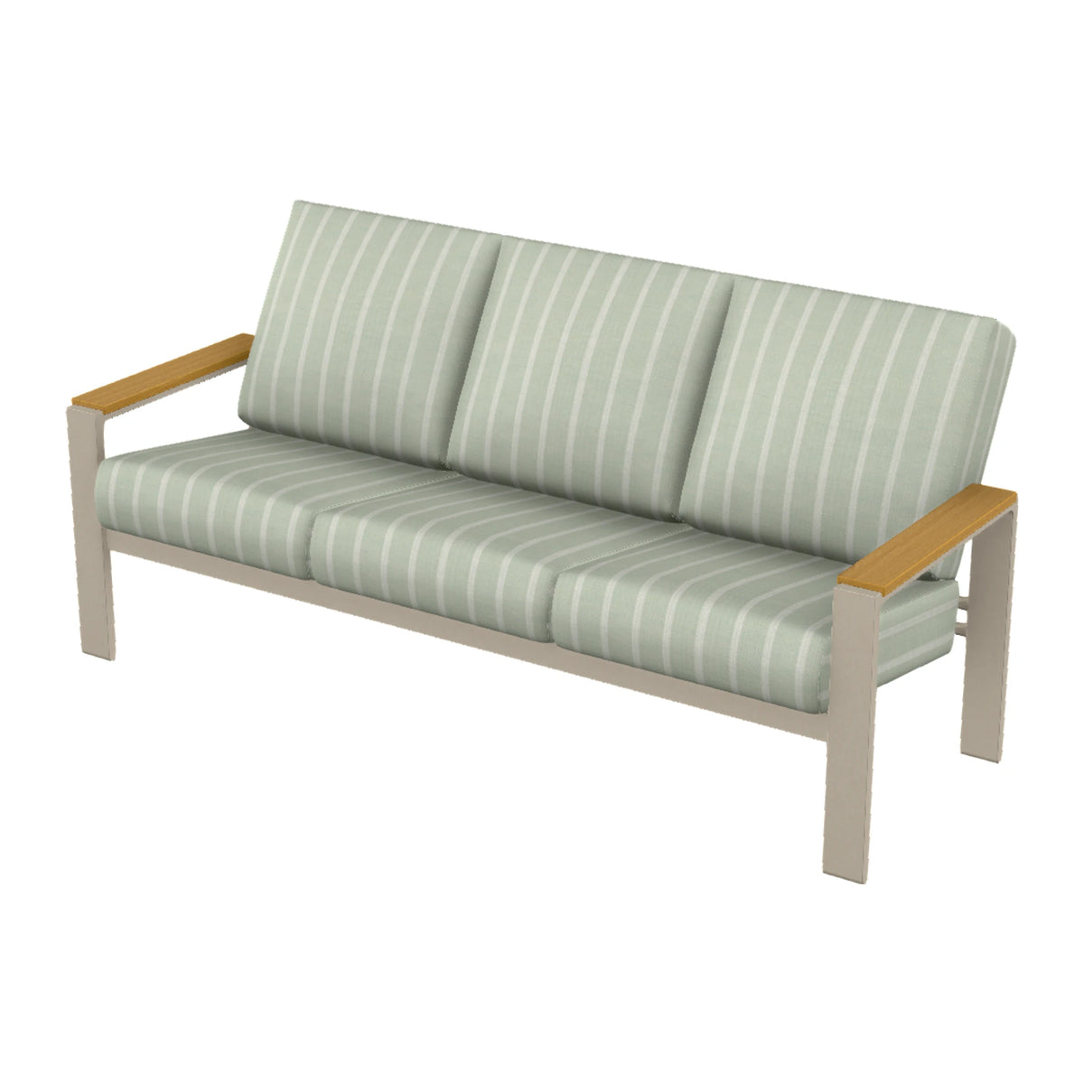 Telescope Larssen Cushion Sofa w/ Arm Accents — Desert Sand PC / Teak Accents