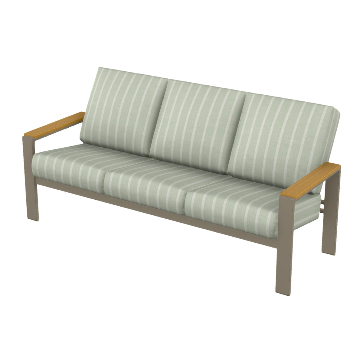 Telescope Larssen Cushion Sofa w/ Arm Accents — Storm PC / Teak Accents