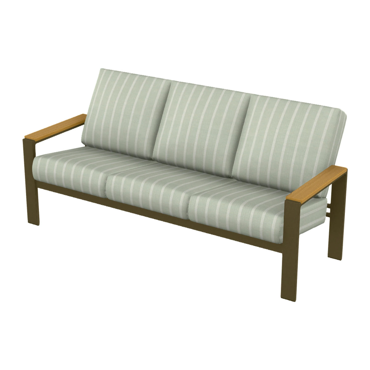 Telescope Larssen Cushion Sofa w/ Arm Accents — Beachwood PC / Teak Accents