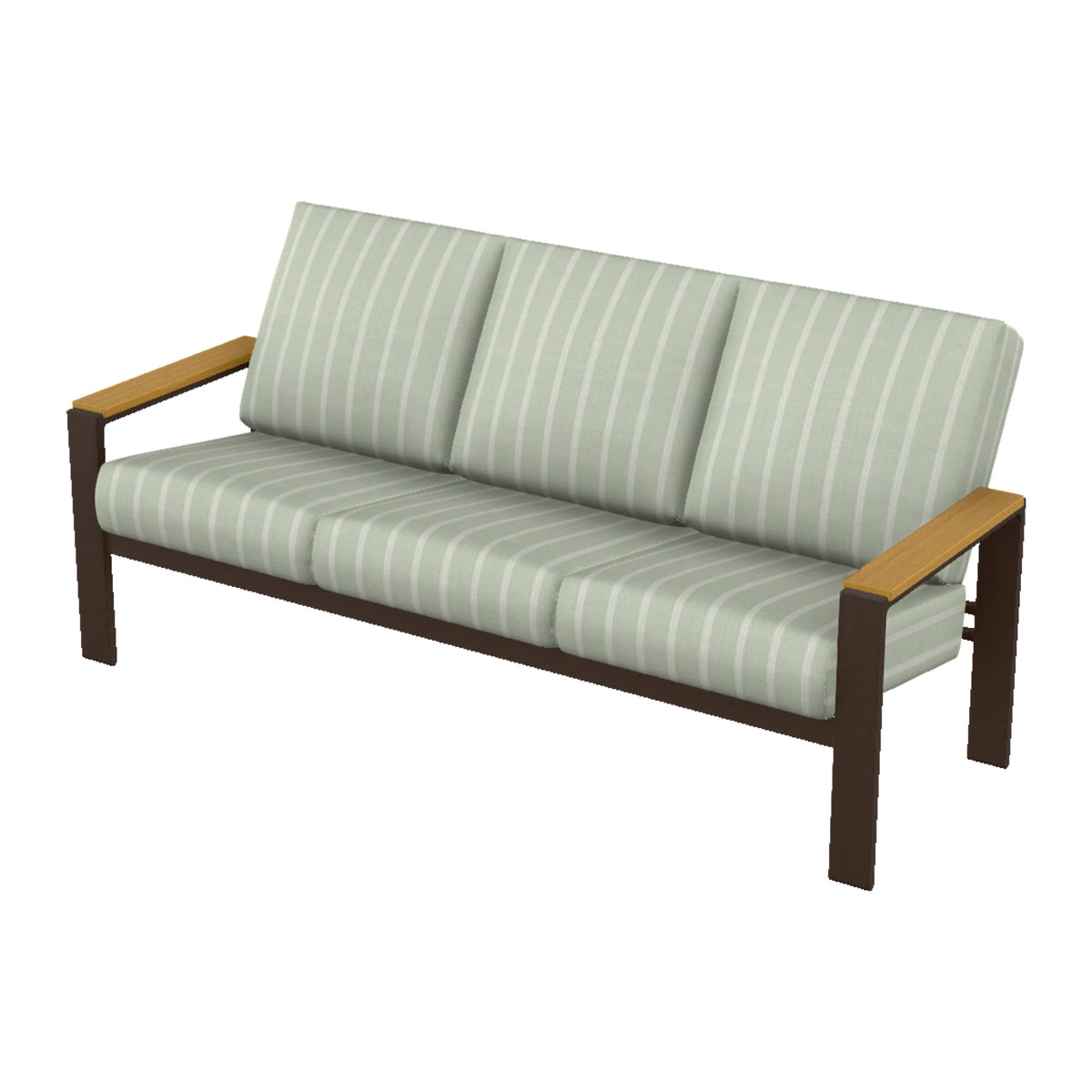 Telescope Larssen Cushion Sofa w/ Arm Accents — Kona PC / Teak Accents