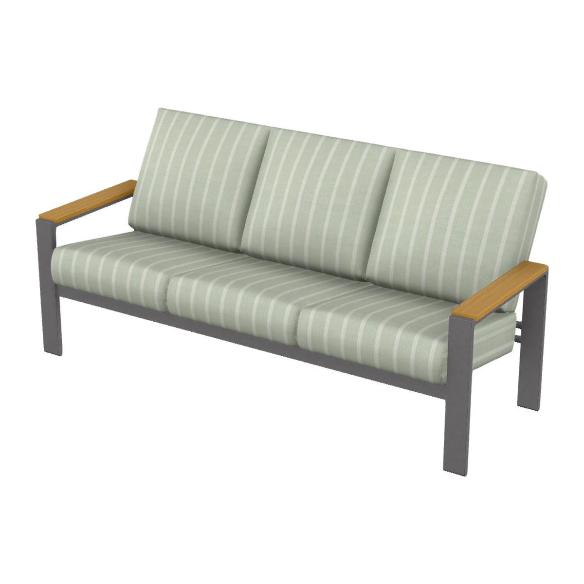Telescope Larssen Cushion Sofa w/ Arm Accents — Graphite Txt PC / Teak Accents