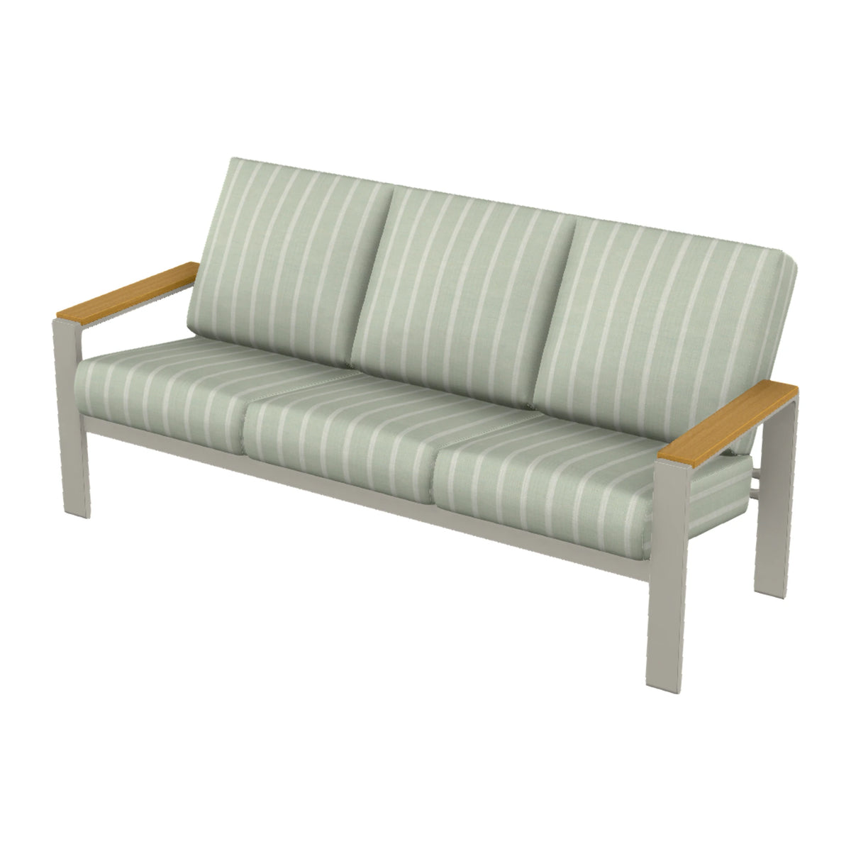 Telescope Larssen Cushion Sofa w/ Arm Accents — Warm Grey PC / Teak Accents