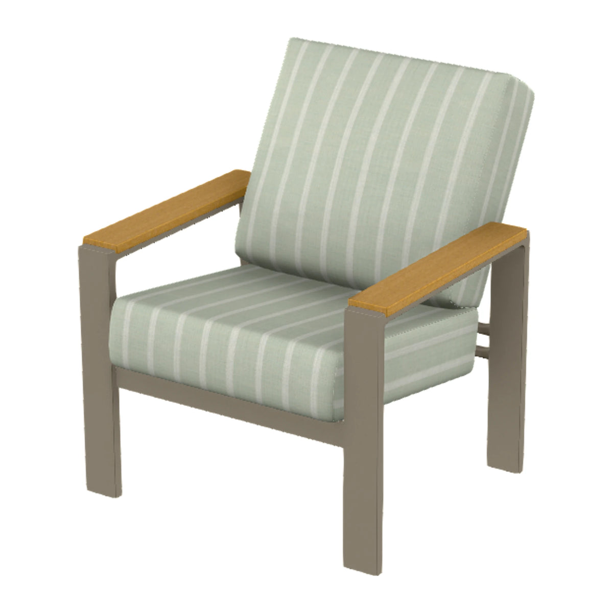 Larssen Cushion Armchair w/ Arm Accents — Storm PC / Teak Accents
