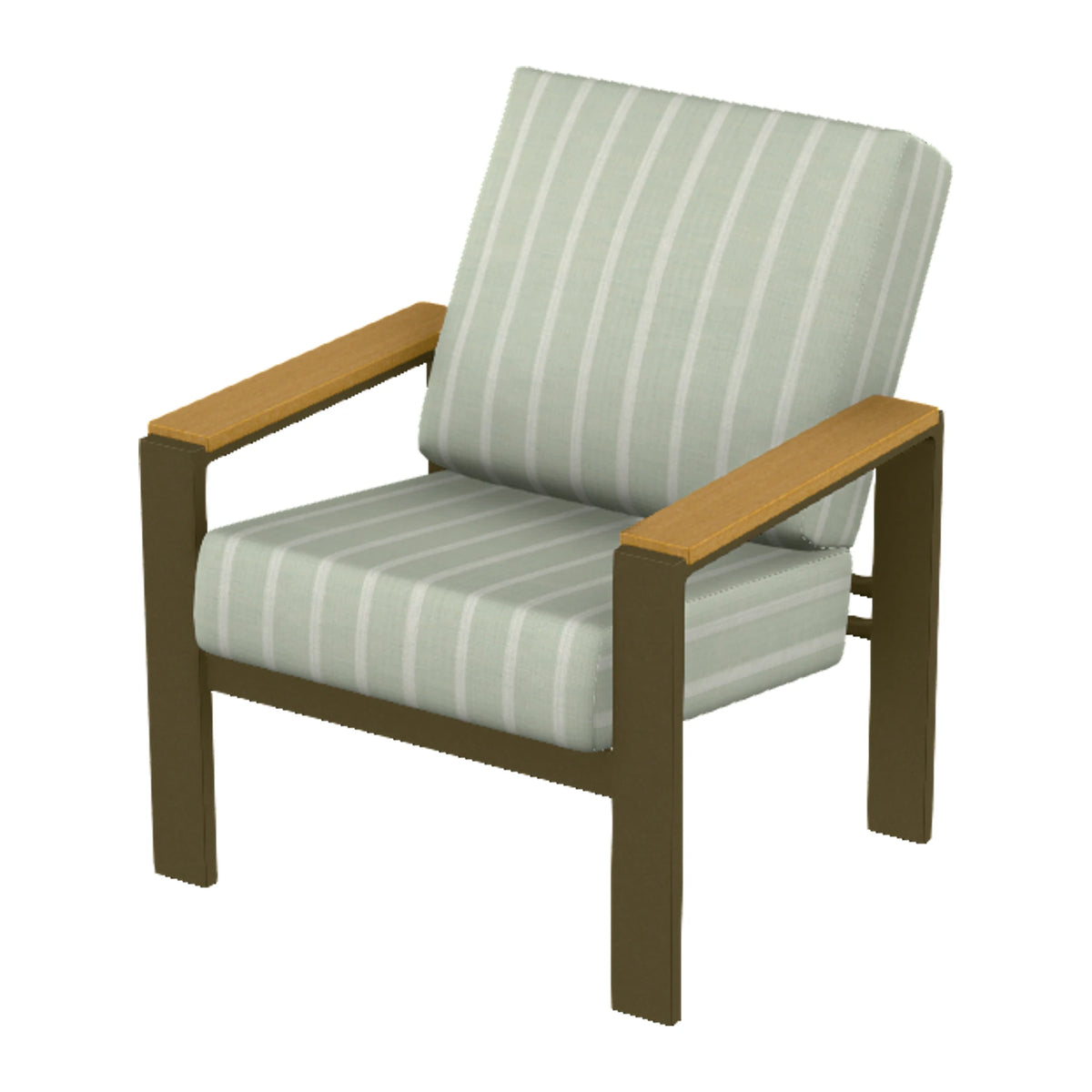 Larssen Cushion Armchair w/ Arm Accents — Beachwood PC / Teak Accents