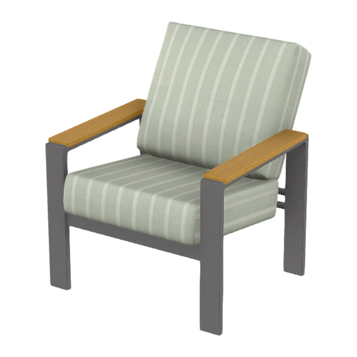 Larssen Cushion Armchair w/ Arm Accents — Graphite Txt PC / Teak Accents