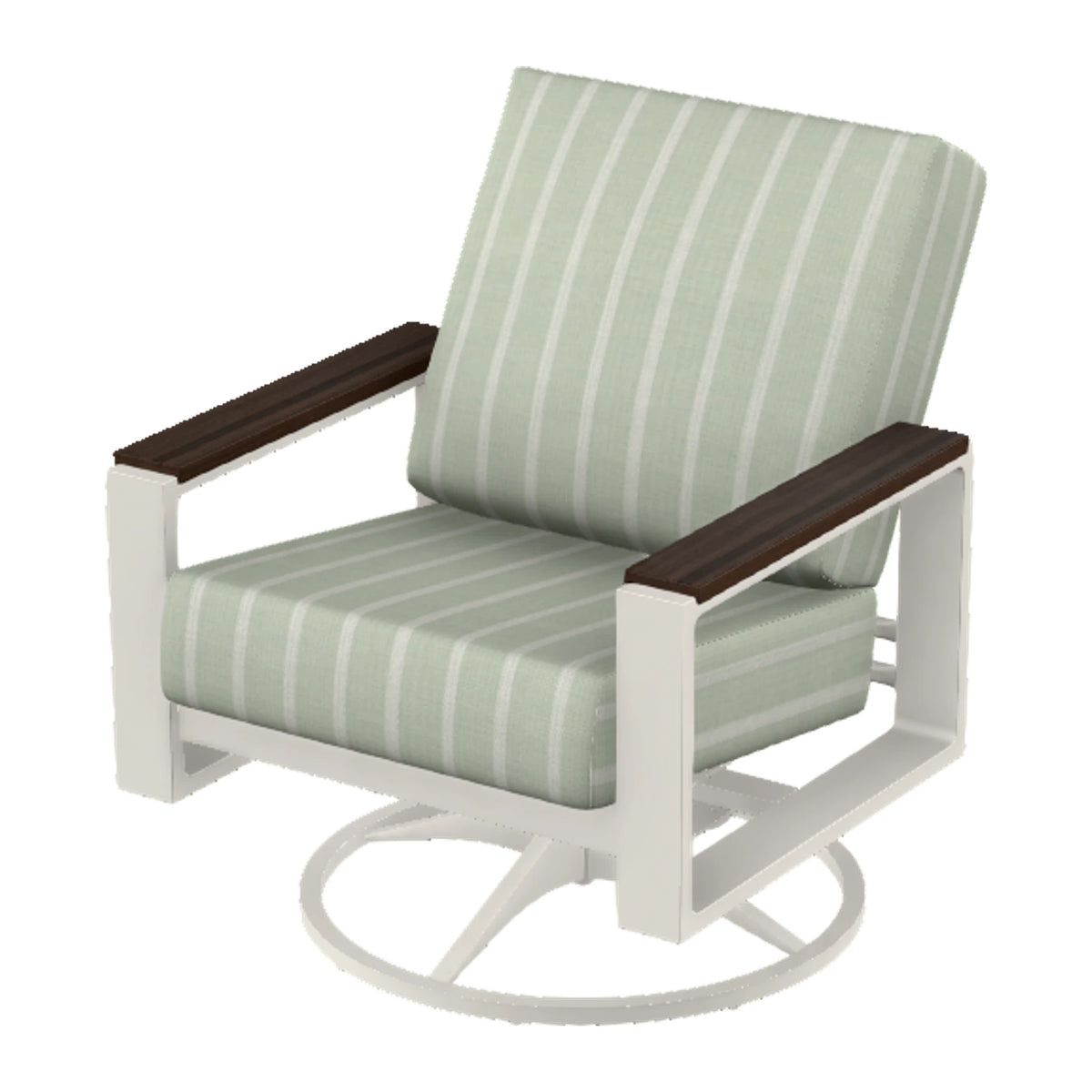 Telescope Larssen Cushion Swivel Rocker w/ Arm Accents — Snow PC / Chestnut Accents