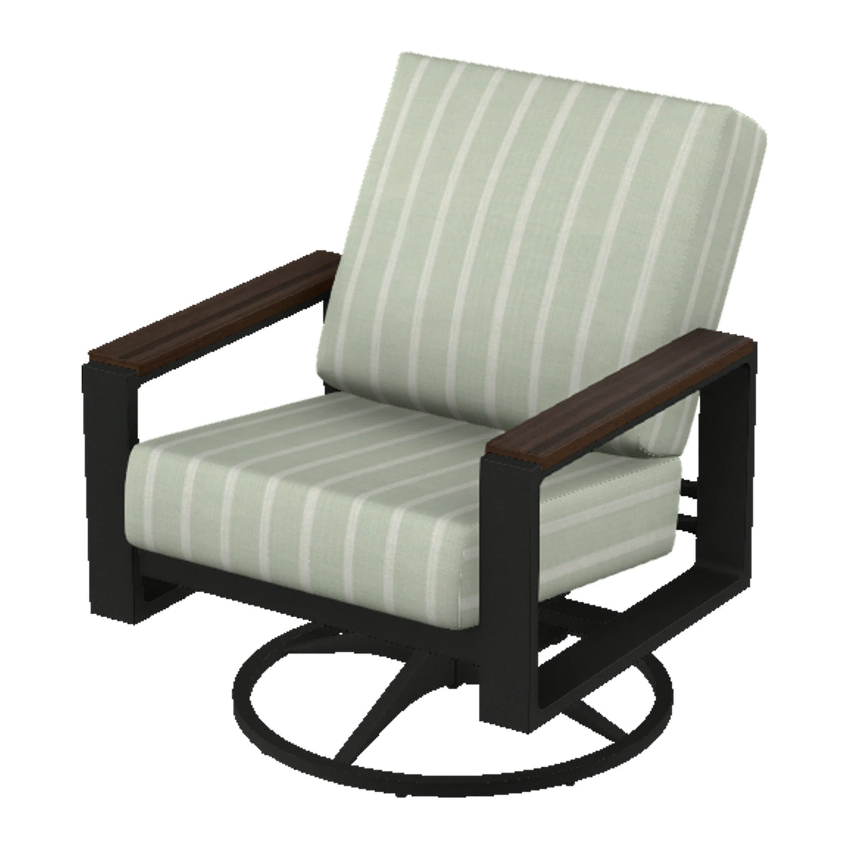 Telescope Larssen Cushion Swivel Rocker w/ Arm Accents — Black PC / Chestnut Accents