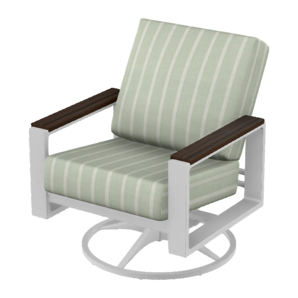 Telescope Larssen Cushion Swivel Rocker w/ Arm Accents — White Txt PC / Chestnut Accents