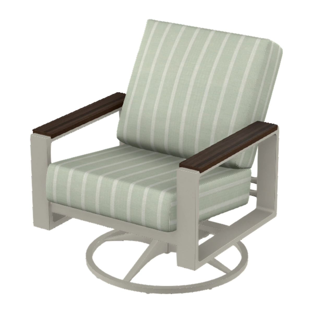 Telescope Larssen Cushion Swivel Rocker w/ Arm Accents — Warm Grey PC / Chestnut Accents