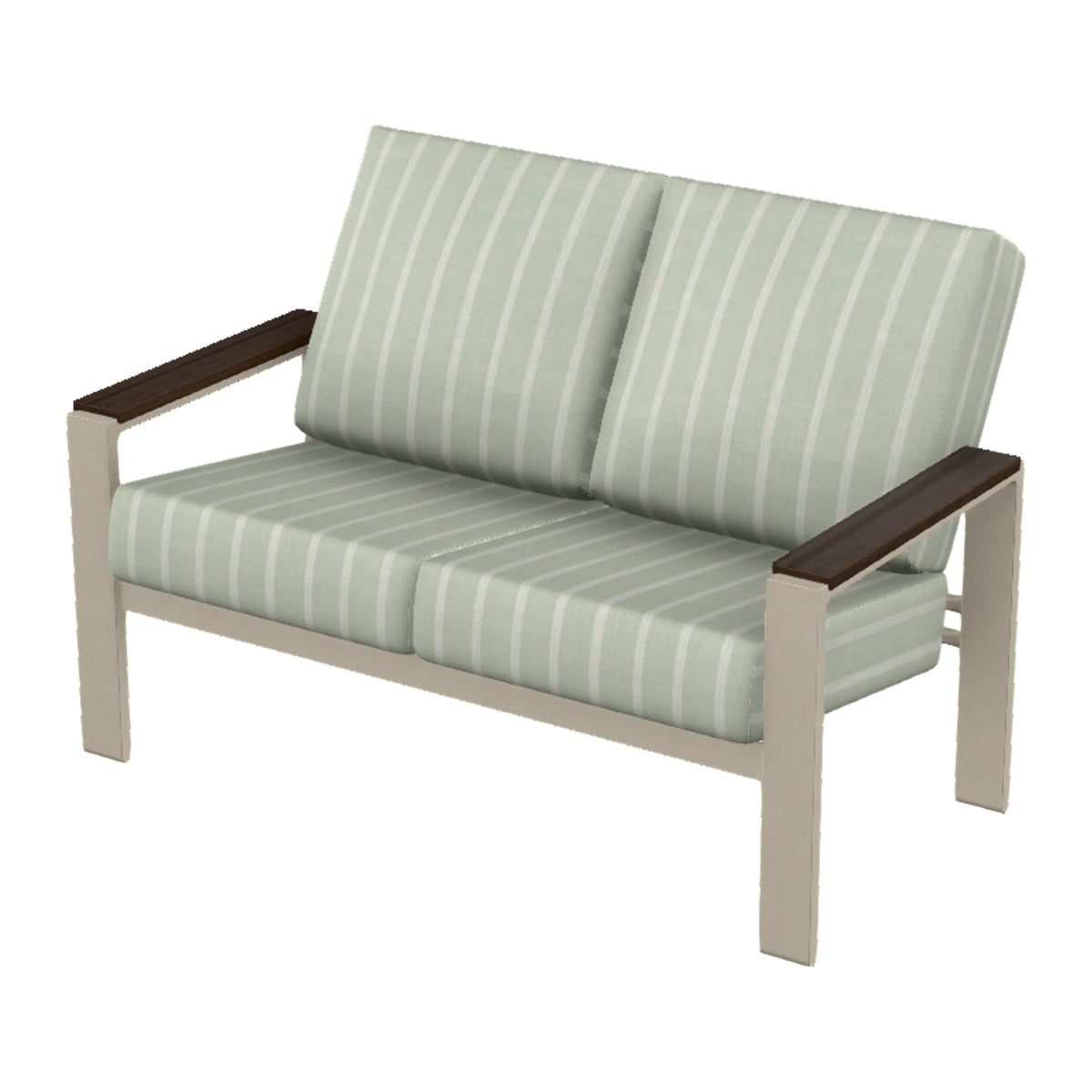 Larssen Cushion Loveseat w/ Arm Accents — Desert Sand PC / Chestnut Accents