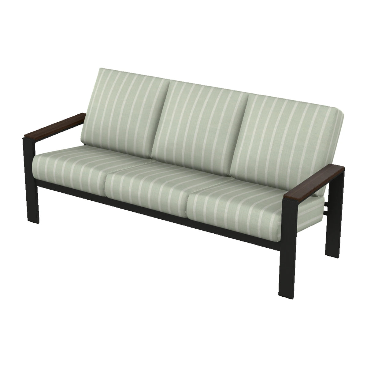 Telescope Larssen Cushion Sofa w/ Arm Accents — Black PC / Chestnut Accents