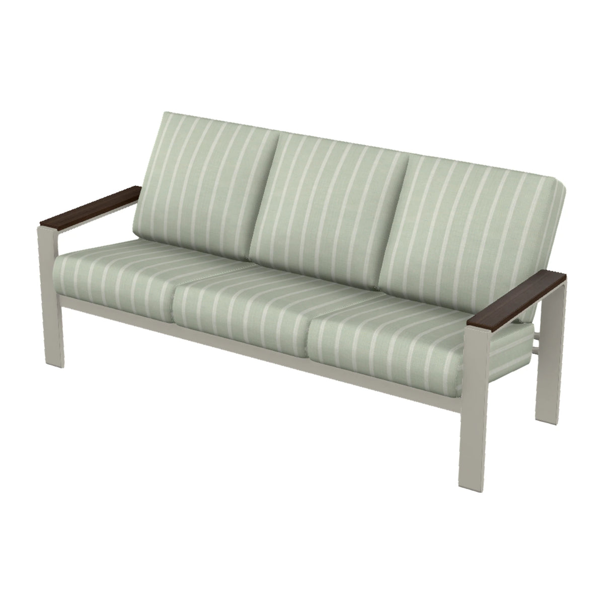 Telescope Larssen Cushion Sofa w/ Arm Accents — Warm Grey PC / Chestnut Accents