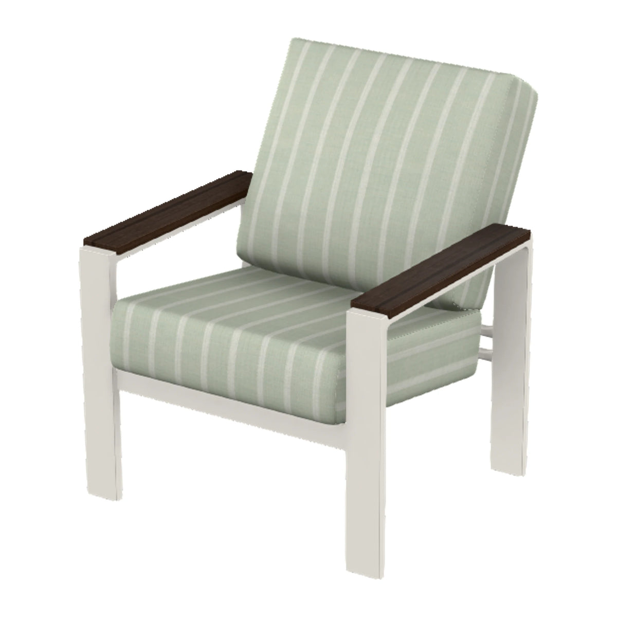 Larssen Cushion Armchair w/ Arm Accents — Snow PC / Chestnut Accents