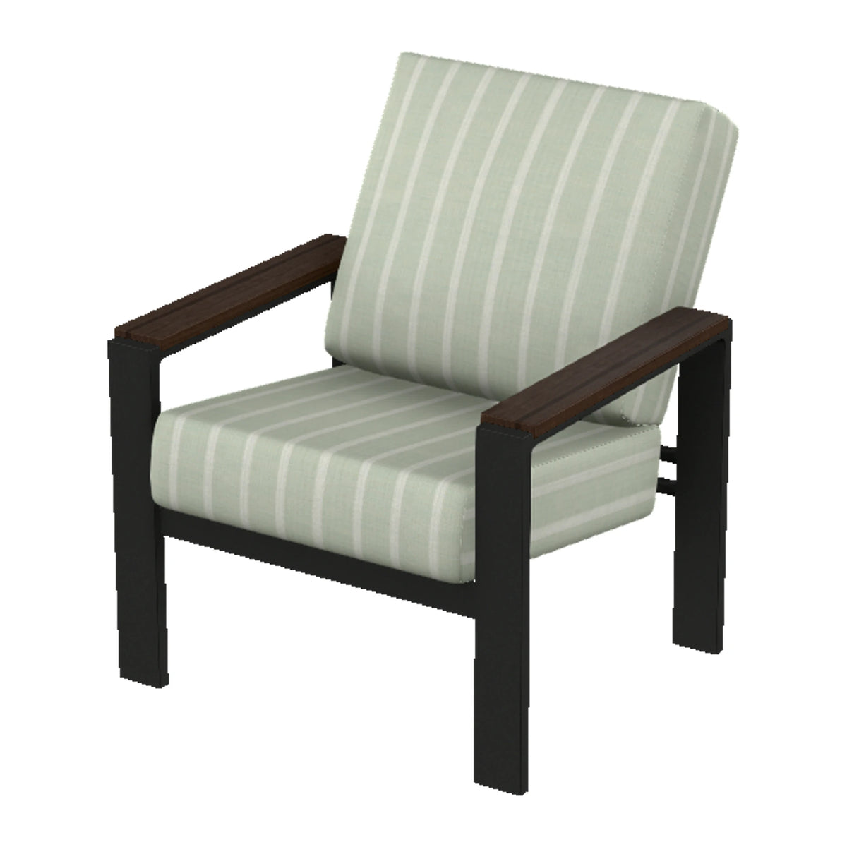 Larssen Cushion Armchair w/ Arm Accents — Black PC / Chestnut Accents